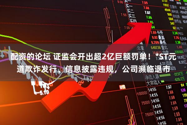 配资的论坛 证监会开出超2亿巨额罚单！*ST元道欺诈发行、信息披露违规，公司濒临退市